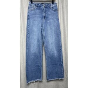 BCBGeneration High Rise Wide Leg Jean Raw Hem Light Wash Women's 9/29 30" Inseam